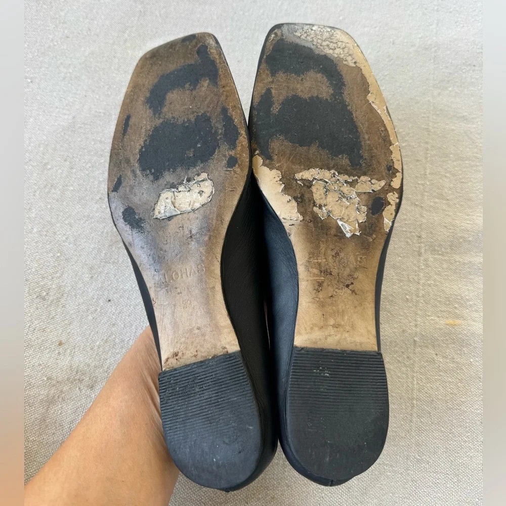 ALOHAS Sway Black Leather Ballet Flats Square Toe Tie Detail Size 39 (US 8-8.5) - Picture 7 of 8